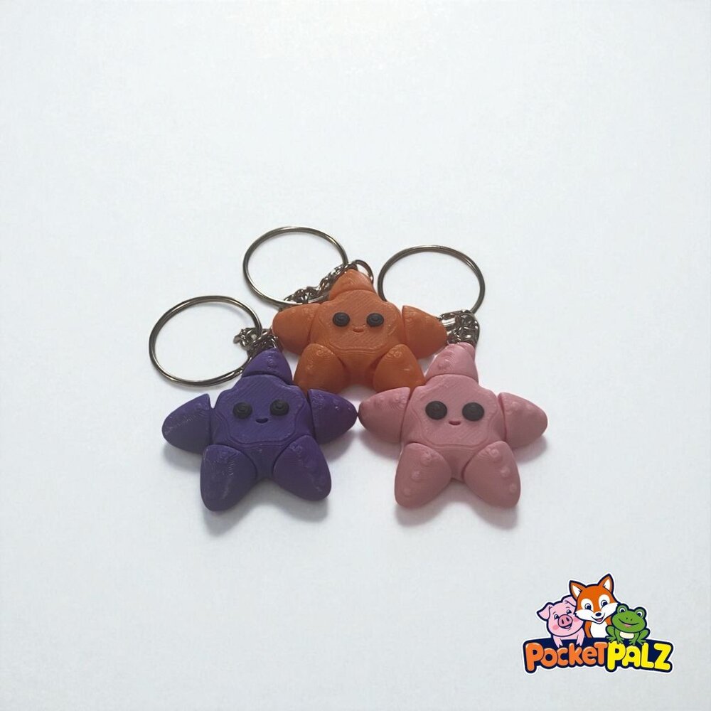 3D Printed Articulated Baby Starfish Fidget Keychain Pack of 3